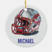 Football Helmet Pop Art Motivational Name セラミックオーナメント (裏面)