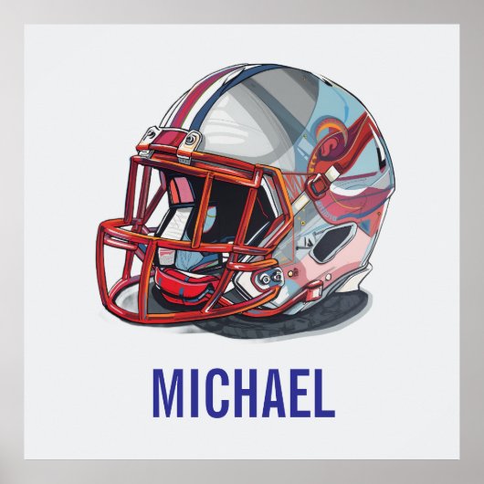 Football Helmet Pop Art Motivational Name ポスター (正面)
