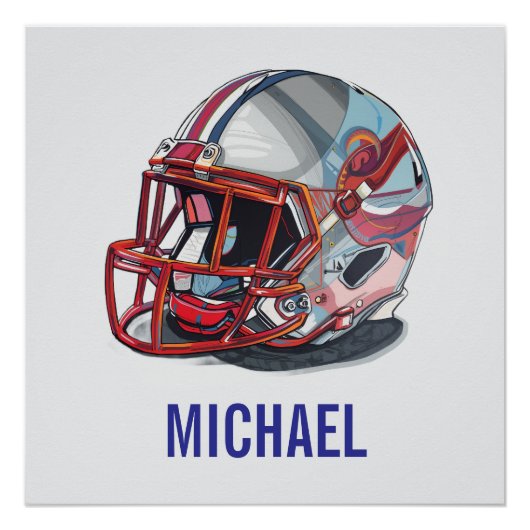 Football Helmet Pop Art Motivational Name ポスター (正面)