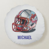 Football Helmet Pop Art Motivational Name ラウンドクッション (裏面)