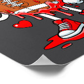 Football Ice Cream Valentine Dripng Game Day Men B ポスター (角)