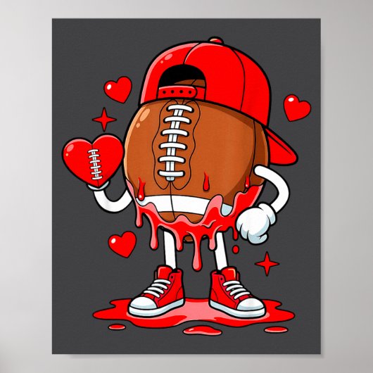 Football Ice Cream Valentine Dripng Game Day Men B ポスター (正面)