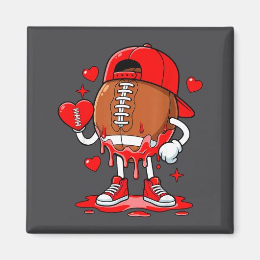 Football Ice Cream Valentine Dripng Game Day Men B マグネット (正面)