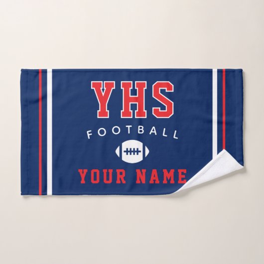 Football Icon, Custom Name & School, Team Gift ハンドタオル (ハンドタオル)
