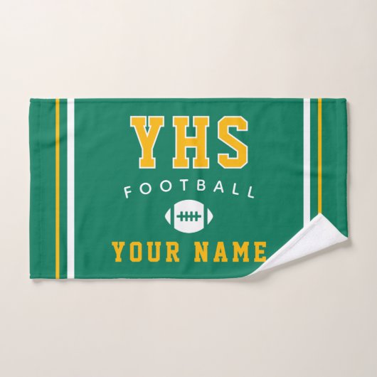 Football Icon, Custom Name & School, Team Gift ハンドタオル (ハンドタオル)