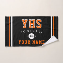 Football Icon, Custom Name & School, Team Gift ハンドタオル