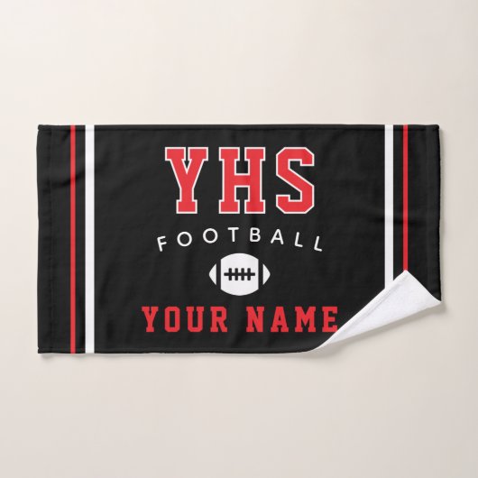 Football Icon, Custom Name & School, Team Gift ハンドタオル (ハンドタオル)