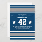 Football Jersey Blue|シルバーパーティの招待状 招待状 (正面/裏面)