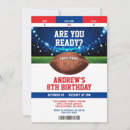 Football Kids Birthday Party Ticket Invitation 招待状