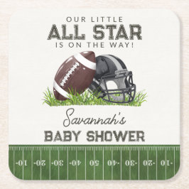 Football Little All Star Touchdown Baby Shower スクエアペーパーコースター