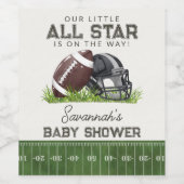 Football Little All Star Touchdown Baby Shower ワインラベル (シングルラベル)