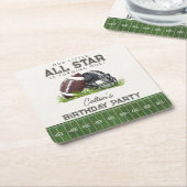 Football Little All Star Touchdown Birthday Party スクエアペーパーコースター (アングル)