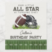 Football Little All Star Touchdown Birthday Party ワインラベル (シングルラベル)