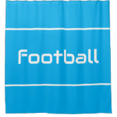 FOOTBALL Modern White Text Stripes On Azure Blue シャワーカーテン (正面)