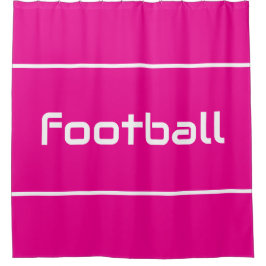 FOOTBALL Modern White Text Stripes On Bright Pink シャワーカーテン