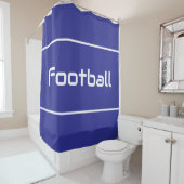 FOOTBALL Modern White Text Stripes On Deep Blue シャワーカーテン (インサイチュ)