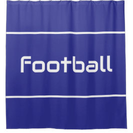 FOOTBALL Modern White Text Stripes On Deep Blue シャワーカーテン