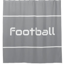 FOOTBALL Modern White Text Stripes On Light Gray シャワーカーテン