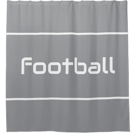 FOOTBALL Modern White Text Stripes On Light Gray シャワーカーテン (正面)