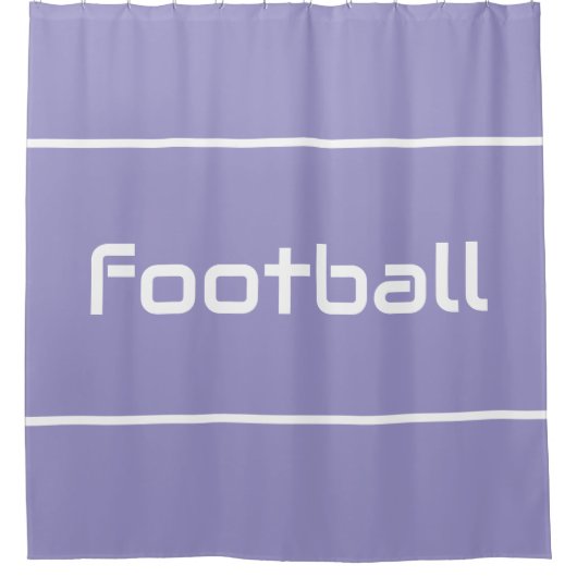 FOOTBALL Modern White Text Stripes On Light Purple シャワーカーテン (正面)
