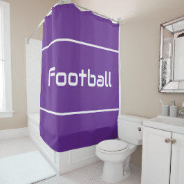 FOOTBALL Modern White Text Stripes On Royal Purple シャワーカーテン