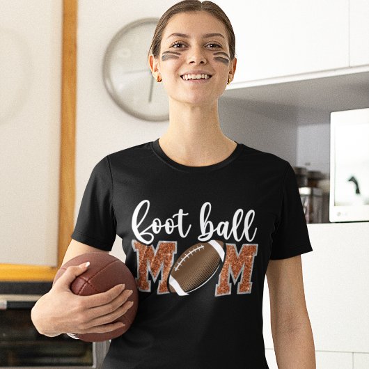 Football Mom cute bright Orange text Tシャツ