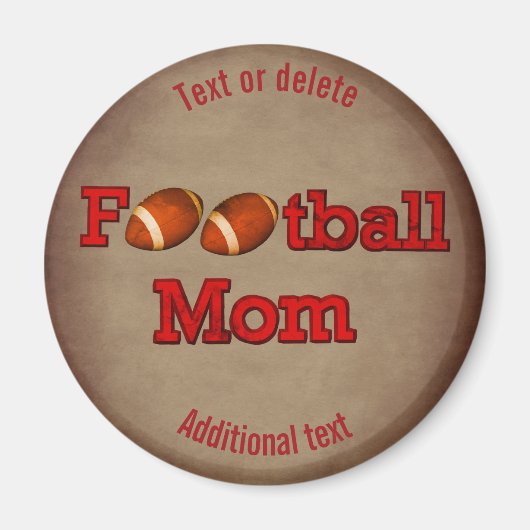 Football Mom Cute Personalized マグネット (正面)