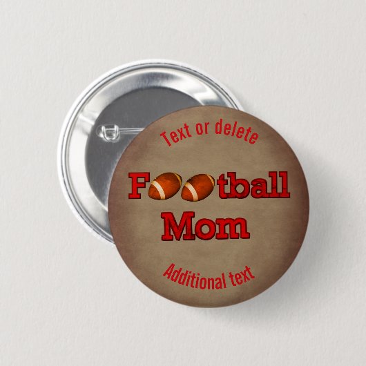 Football Mom Cute Personalized 缶バッジ (正面&裏面)