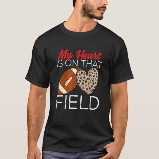 Football Mom Football Player Leopard Pattern Footb Tシャツ (正面)