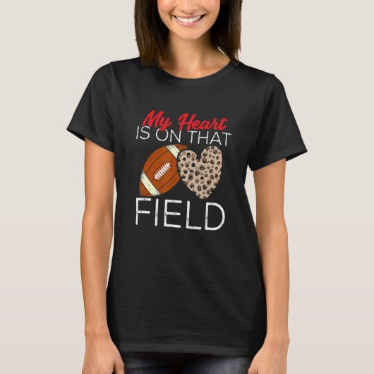 Football Mom Football Player Leopard Pattern Footb Tシャツ (正面)