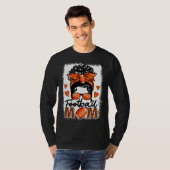 Football Mom Leopard Messy Bun Game Day Mother s D Tシャツ (正面フル)