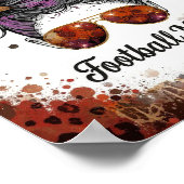 Football Mom Leopard Messy Bun Purple Floral ポスター (角)