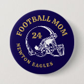 Football Mom Vintage Football Helmet Personalized 缶バッジ (正面)