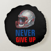 Football Motivational Never Give Up ラウンドクッション (裏面)