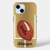 Football on a Stylish Gold background Personalize Case-Mate iPhoneケース (裏面)