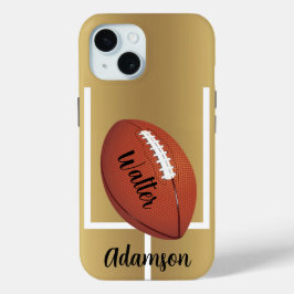 Football on a Stylish Gold background Personalize iPhone 15ケース