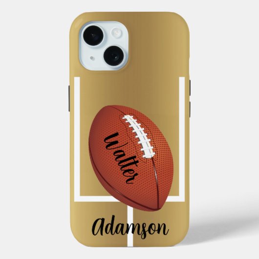 Football on a Stylish Gold background Personalize Case-Mate iPhoneケース (裏面)