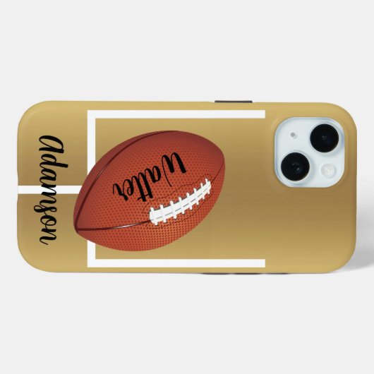 Football on a Stylish Gold background Personalize Case-Mate iPhoneケース (裏面 (横))