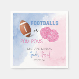 Football or Pom Poms gender reveal napkins スタンダードカクテルナプキン