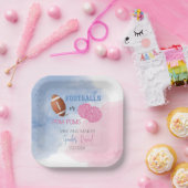 Football or Pom Poms gender reveal plates ペーパープレート (パーティー)