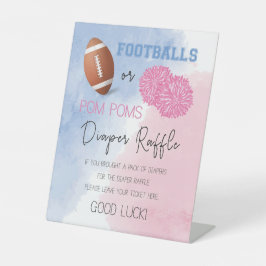 Football or pop poms gender reveal diaper raffle  台座サイン