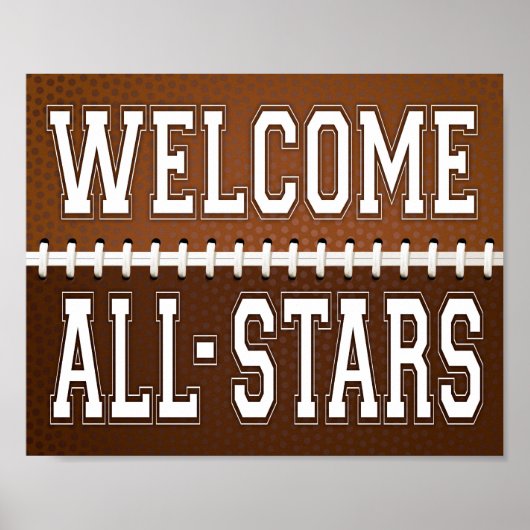Football Party WELCOME ALL-STARS Sign Print ポスター (正面)