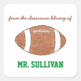 Football personalized teacher bookplate スクエアシール