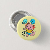 Football player axolotl button 缶バッジ (正面&裏面)