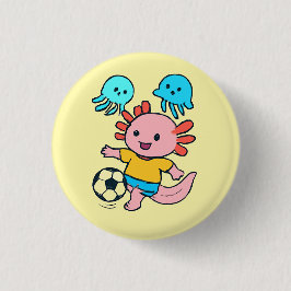 Football player axolotl button 缶バッジ
