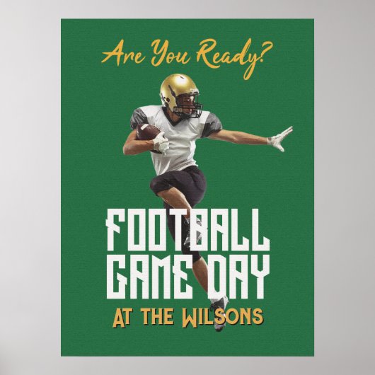 Football Player Game Day Green ポスター (正面)
