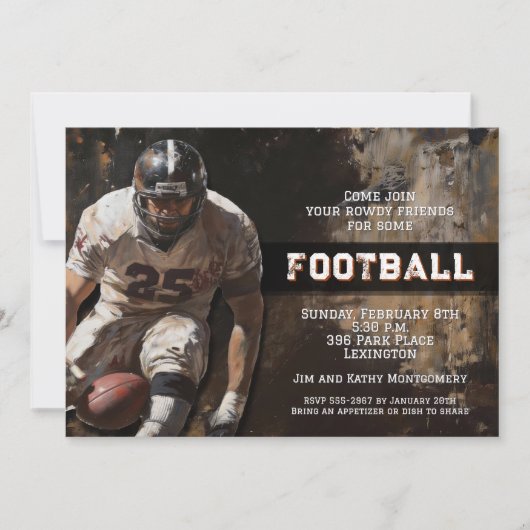 Football Player Game Day Party 招待状 (正面)