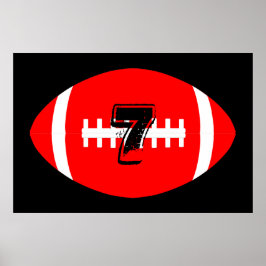 Football Player Giant Red Football Jersey Number ポスター