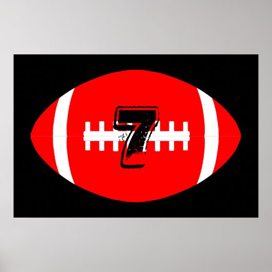 Football Player Giant Red Football Jersey Number ポスター (正面)
