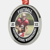 Football Player Team High School Senior Night Team メタルオーナメント (左)